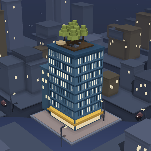 Night render of a glass annex building in Orchard Street, 7 floors