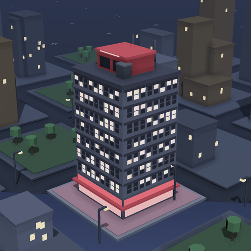 Night render of a slate block in Motor Mile, 7 floors