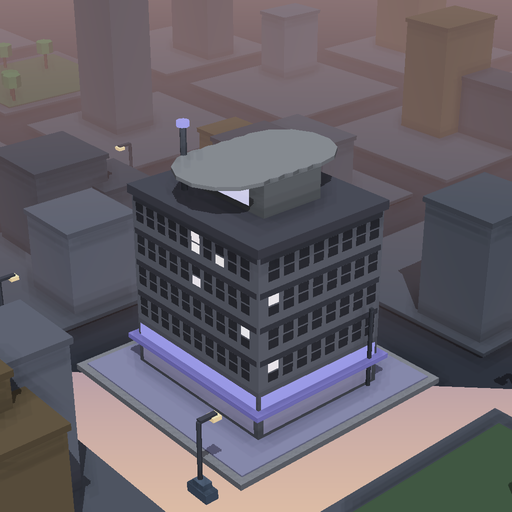 Night render of a slate block in Launch District, 4 floors