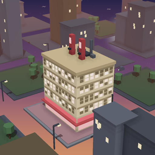 Night render of a limestone block in Motor Mile, 4 floors