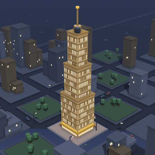Night render of a sandstone deco tower in Orchard Street, 16 floors