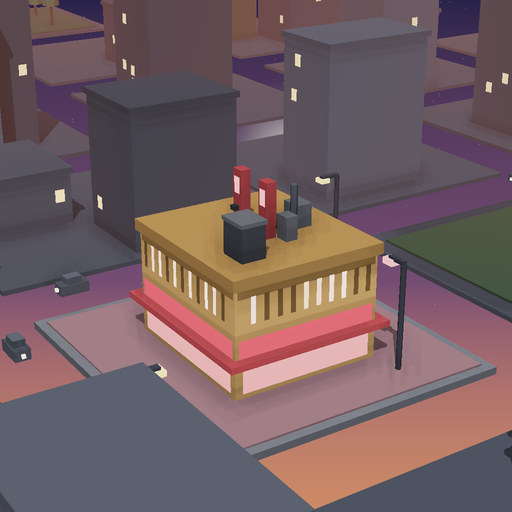 Night render of a sandstone shophouse in Motor Mile, 2 floors