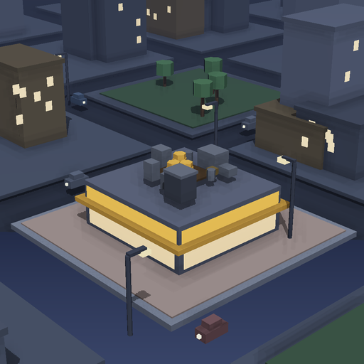 Night render of a slate kiosk in Orchard Street, 2 floors