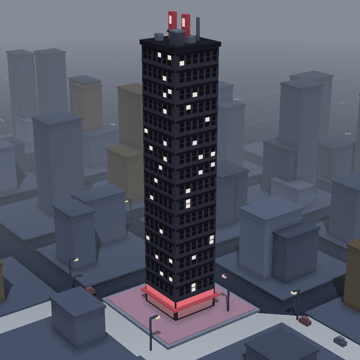 Night render of an onyx tower in Motor Mile, 16 floors
